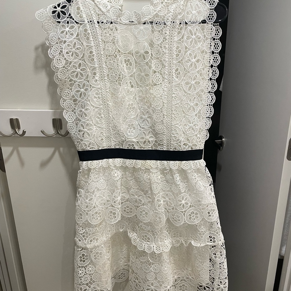 Self-Portrait White Lace Mini Dress